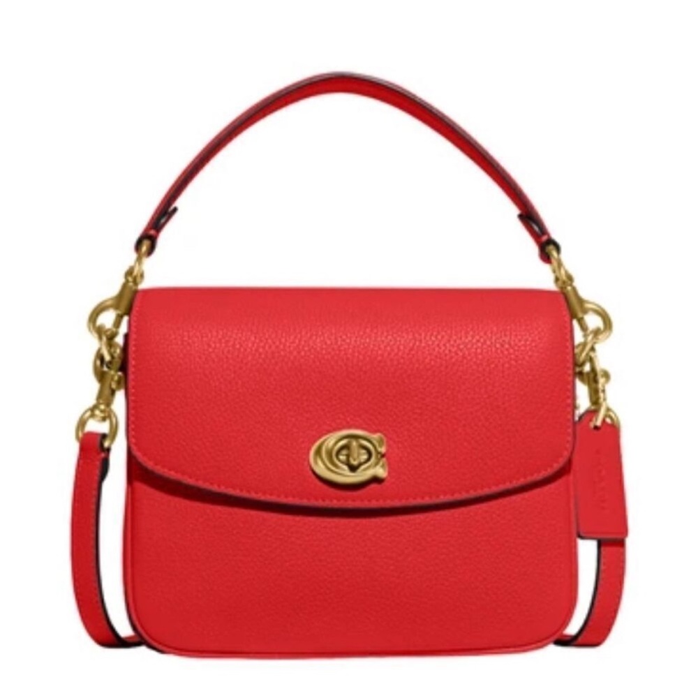 COACH Cassie Red Leather crossbody Shoulder Bag with top handle strap